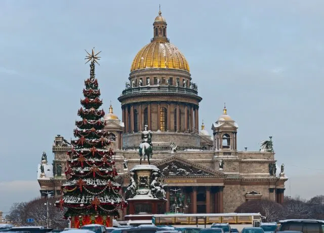 В Санкт-Петербурге впервые наряжена общественная рождественская елка
