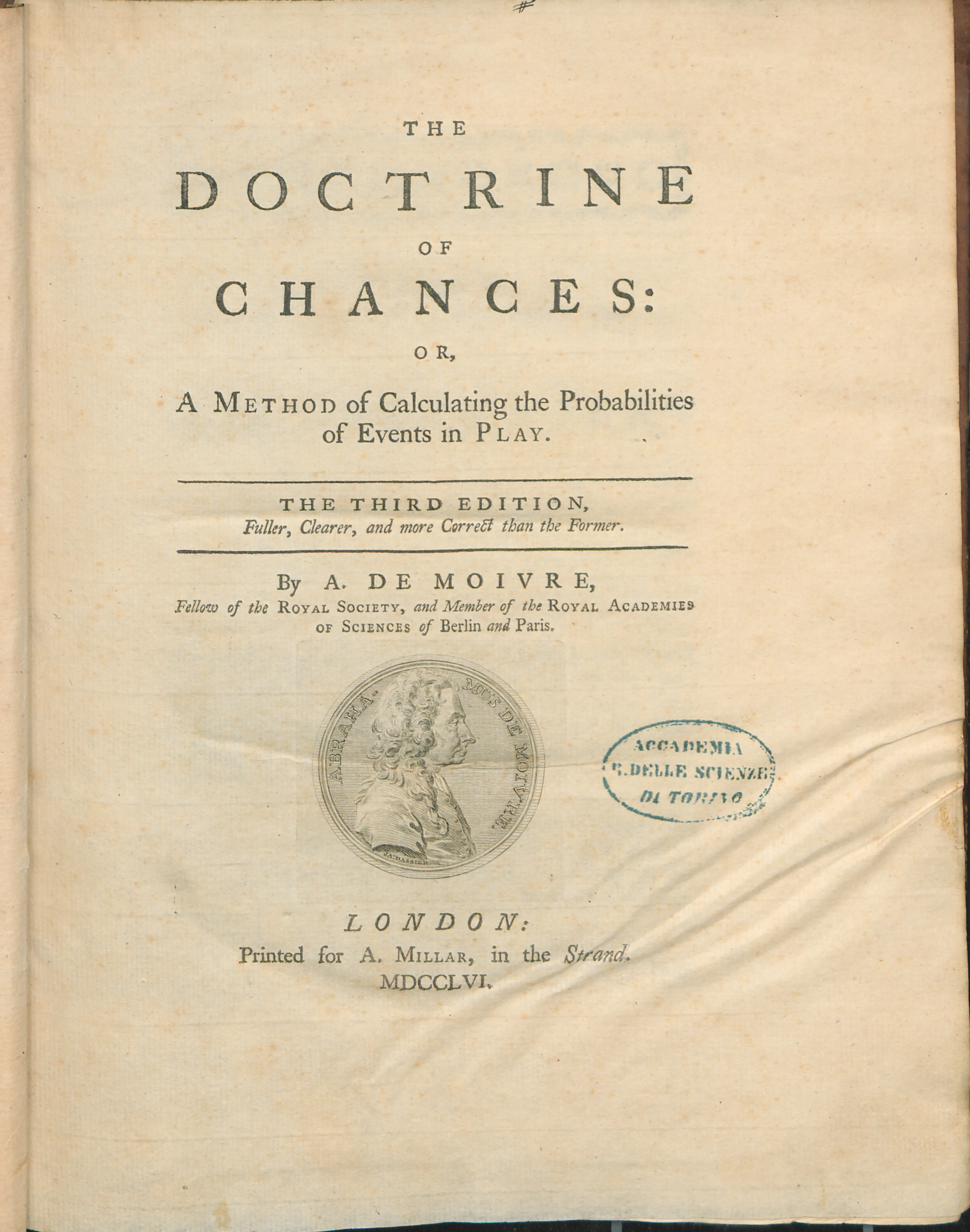 Титульный лист книги «Doctrine of Chances» Абрахама де Муавра Издание 1761 года
