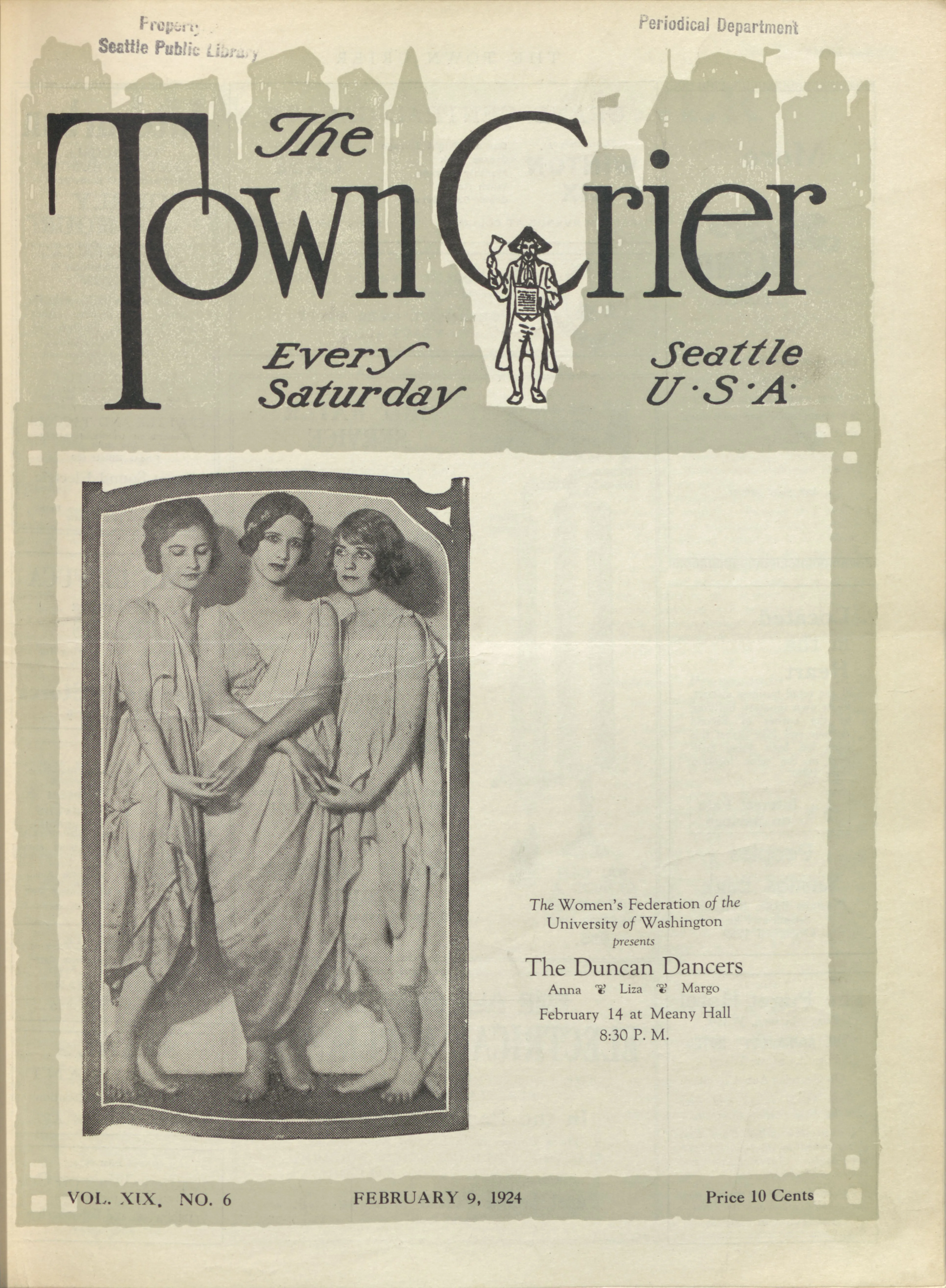 Журнал «Таун Крайер», том 19, № 6, 9 февраля 1924 года 1924 год, Общество изящных искусств Сиэтла