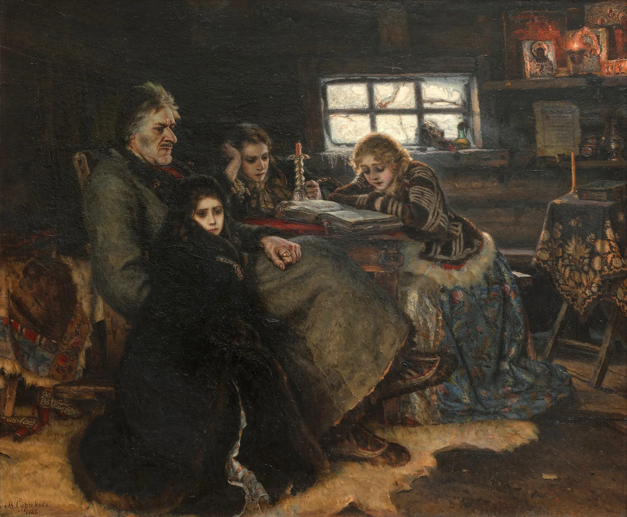 Картина «Меншиков в Берёзово». Художник В.И. Суриков (1888), Третьяковская галерея, Москва 1888. Василий Иванович Суриков