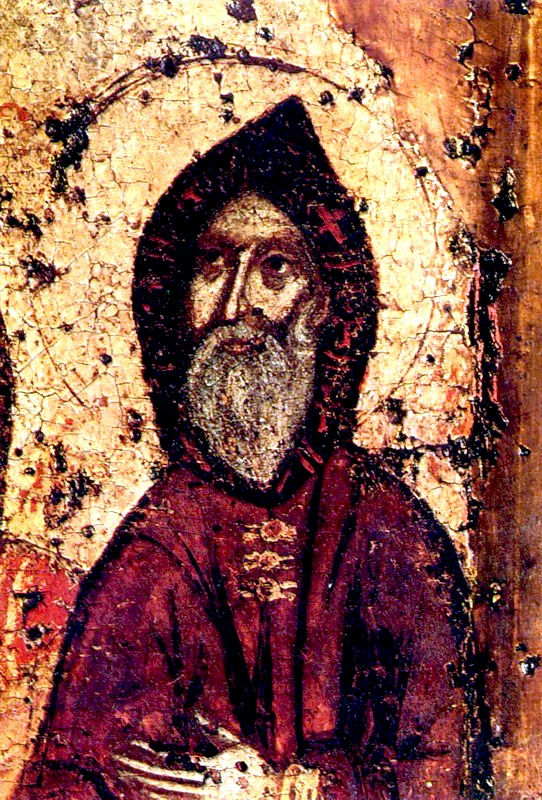 Преподобный Антоний Печерский. Фрагмент Свенской иконы Божией Матери Икона датируется XIII веком, древнейшее сохранившееся изображение Антония. Автор неизвестен