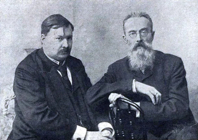 Н. А. Римский‑Корсаков и его ученик, композитор Александр Константинович Глазунов — директор Петербургской консерватории 1905 год. Е. Мрозовская