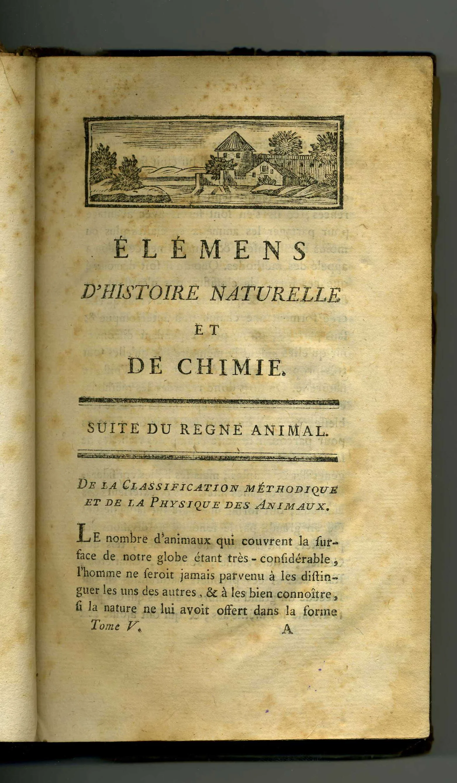 Первая страница «Elemens D’histoire naturelle et de chimie» Фуркруа (т. 5) II года Республики (1793–1794) 1793. Автор неизвестен